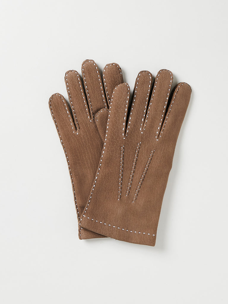 TR Handschuhe Wien - Men's Gloves in Light Brown with White Thick Stitching