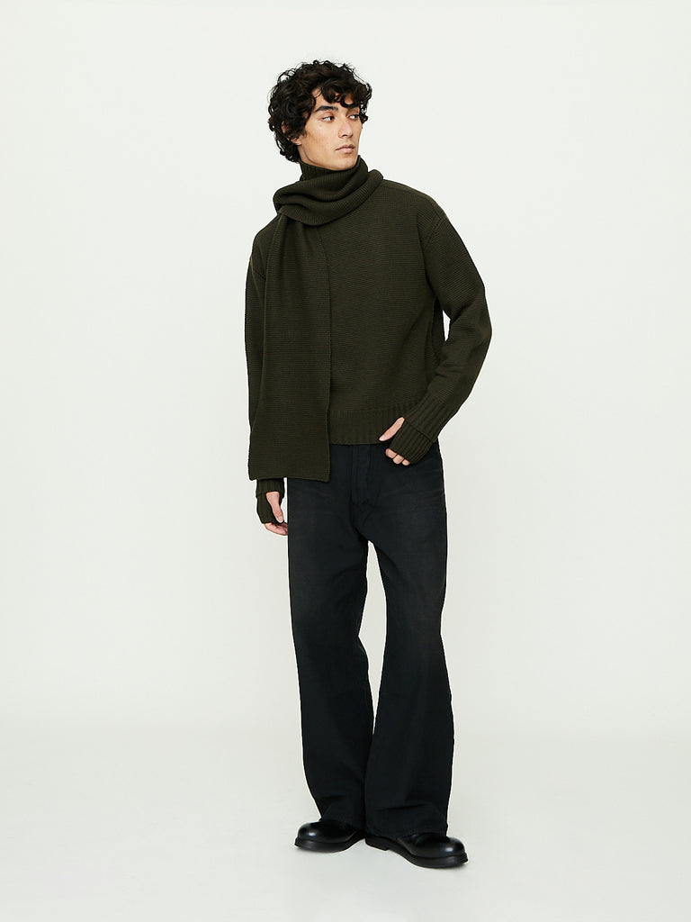 Taiga Takahashi - Lot.209 Buckle-Backed Trousers in Damaged Sumi Dyed Black