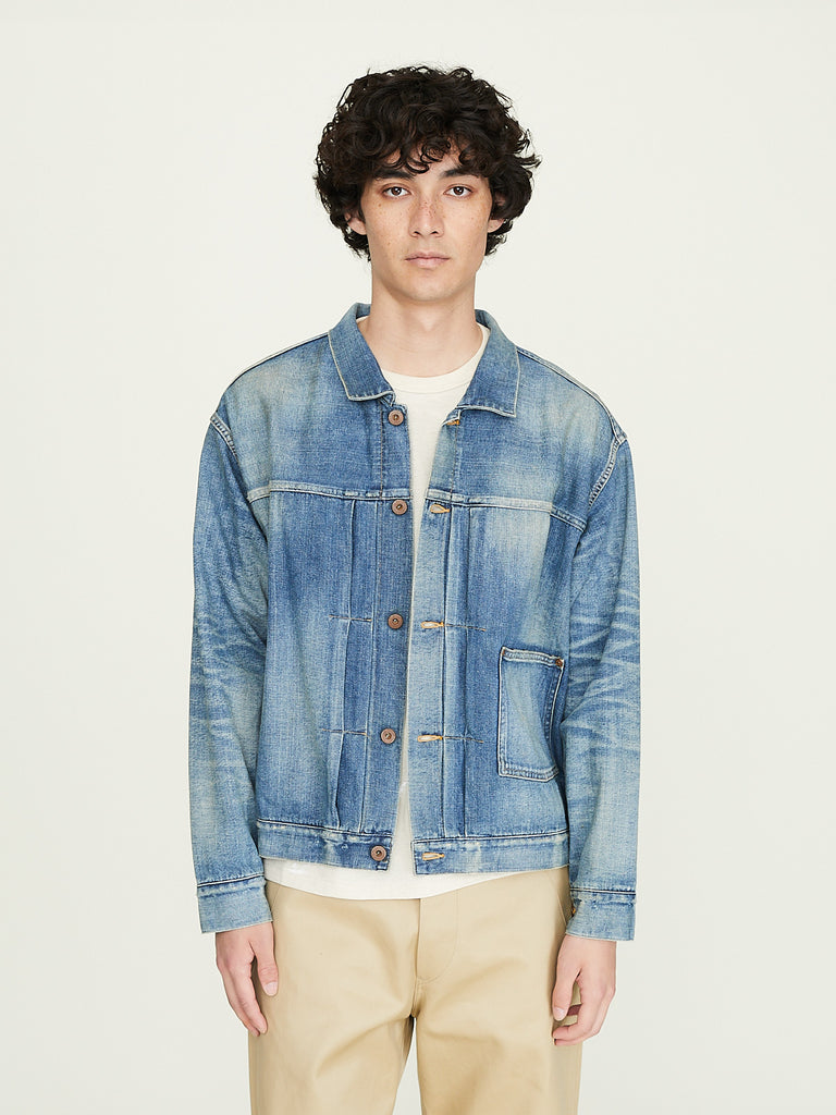 Taiga Takahashi Lot.703 Denim Jacket C. 1920's in Damaged Indigo