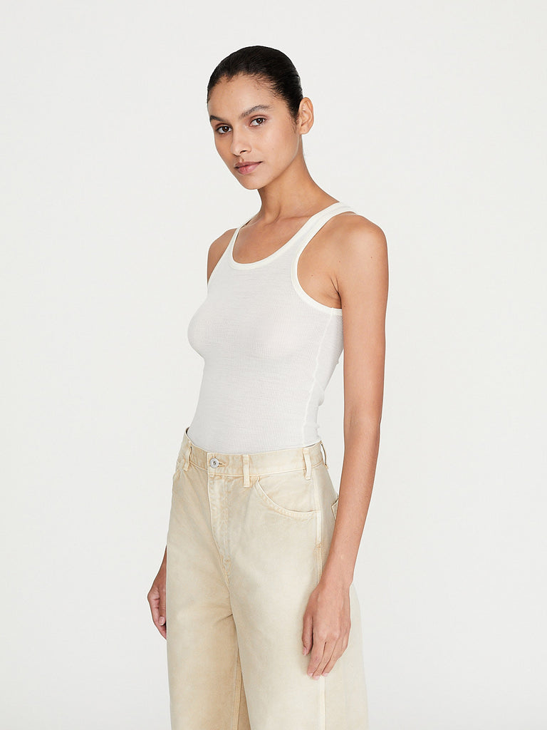 Auralee - Wool Silk Soft Rib Tank in Ivory