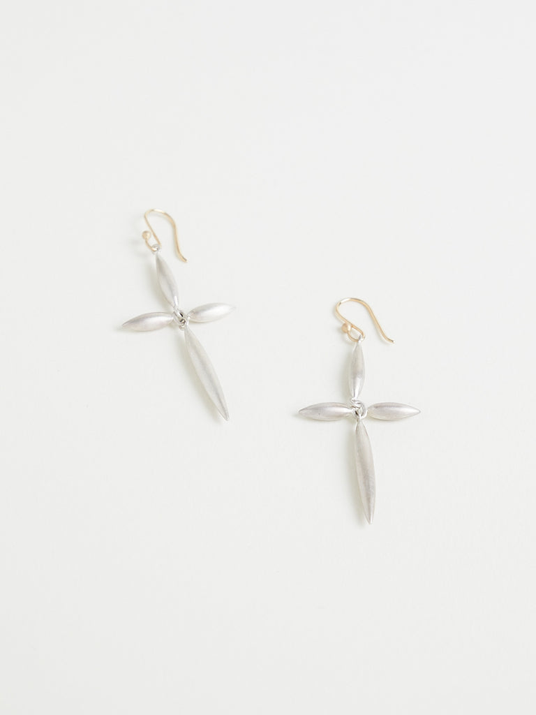 Ted Muehling Silver New Cross Earrings