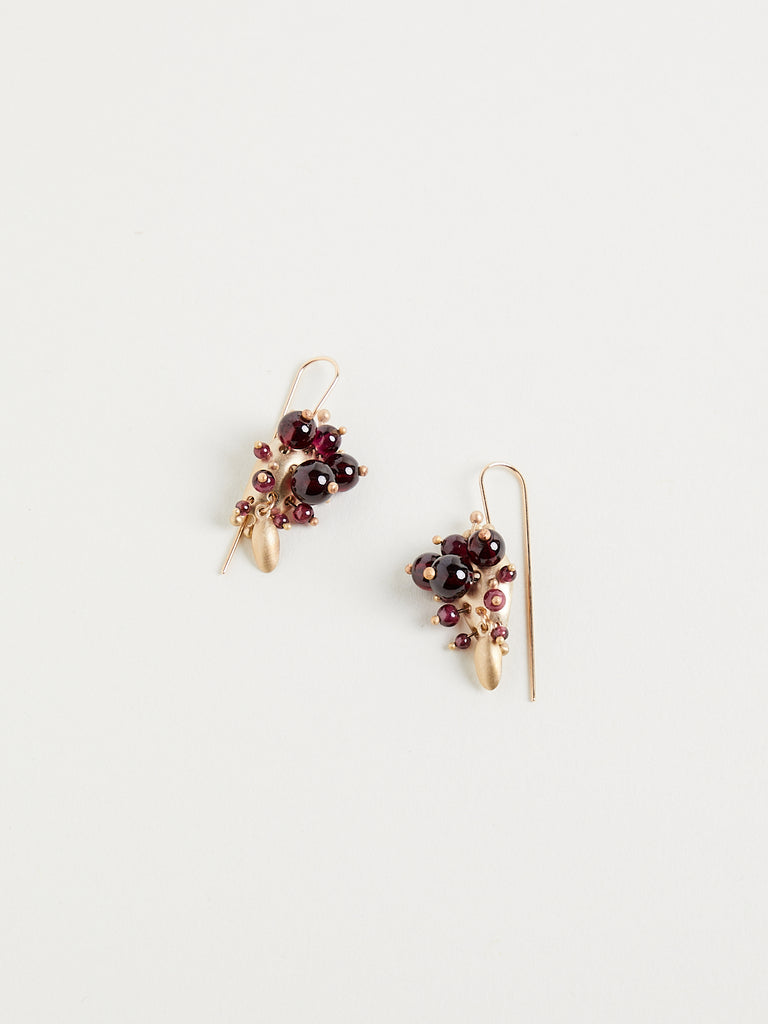 Ted Muehling Garnet Bug Cluster Earrings in 10k Yellow Gold