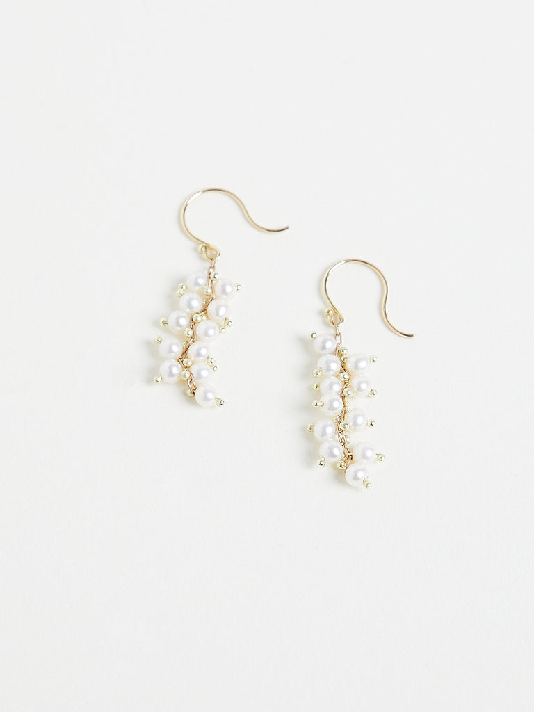 Ten Thousand Things White Pearl Beaded Short Spiral Earrings on 18k Yellow Gold