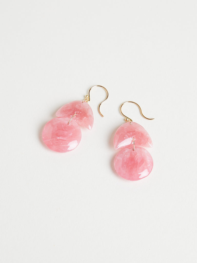 Ten Thousand Things Rhodochrosite Tiny Arp Earrings on 18k Yellow Gold