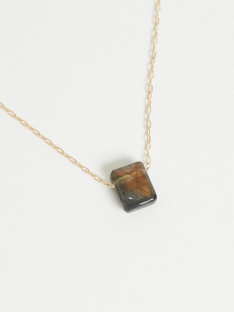 Ten Thousand Things Labradorite Chiclet Necklace on 18k Yellow Gold