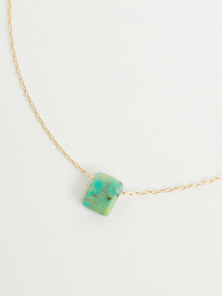 Ten Thousand Things Green Turquoise Chiclet Necklace on 18k Yellow Gold