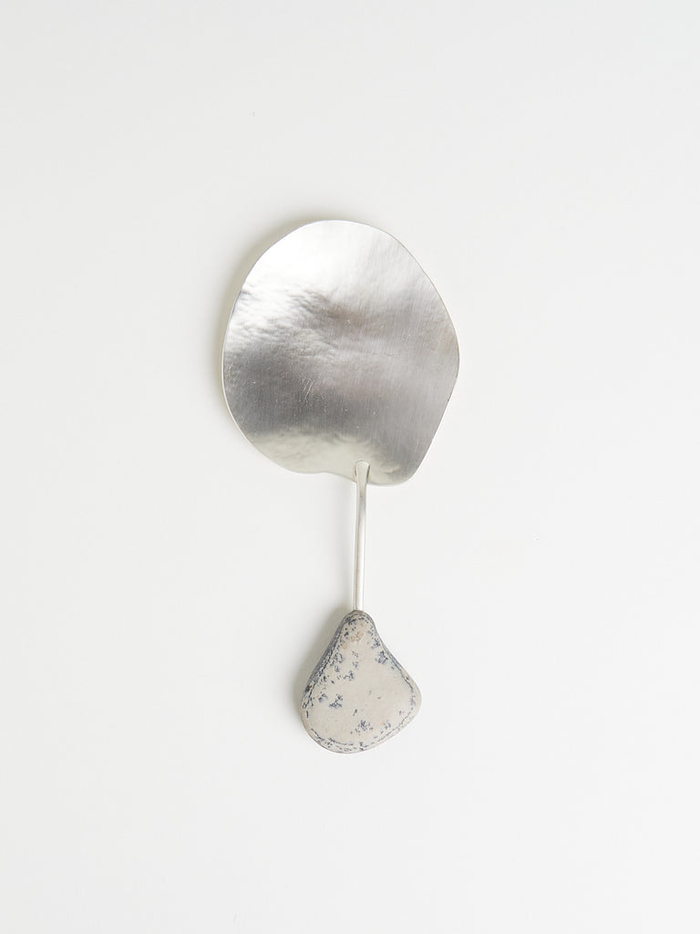 Thalia-Maria Georgoulis Big Silver Serving Spoon in Light Grey with Black Dots