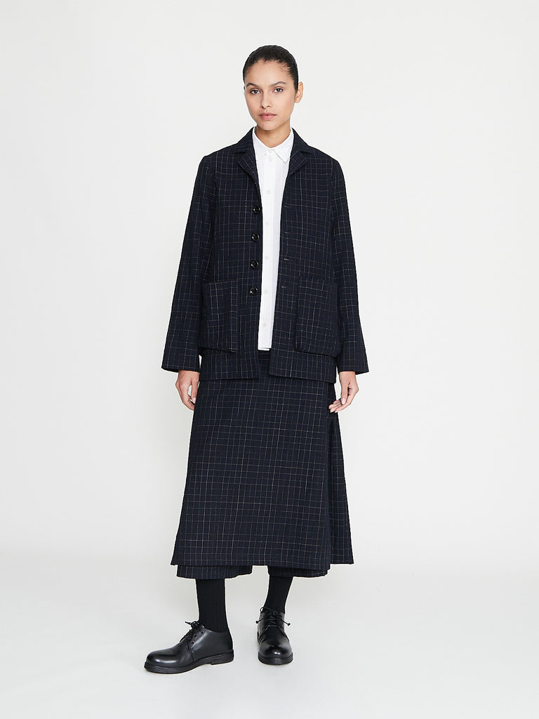 Toogood - The Printer Culotte in Crumpled Check Ink