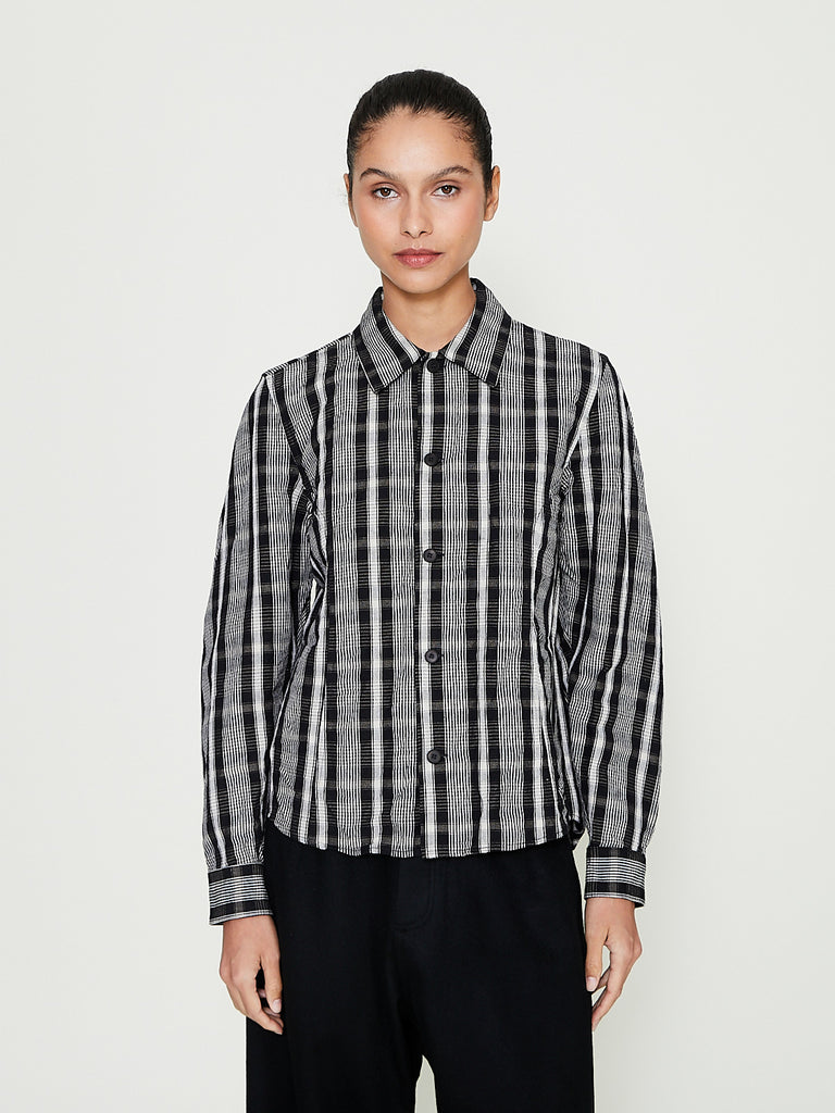 Corset Shirt in Black Wool Kelsch Cloth