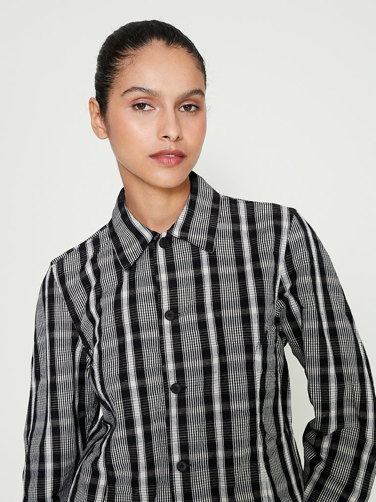 Corset Shirt in Black Wool Kelsch Cloth