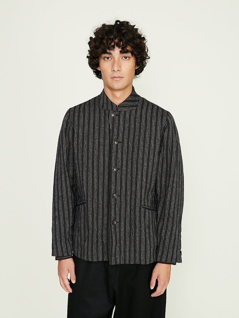 Unkruid - Long Walks Jacket in Black Striped Heavy Coutil