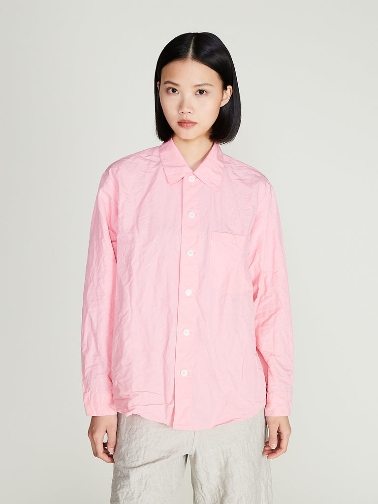 Unkruid - New Cloud Shirt in Pink Ramie Dense Typewriter