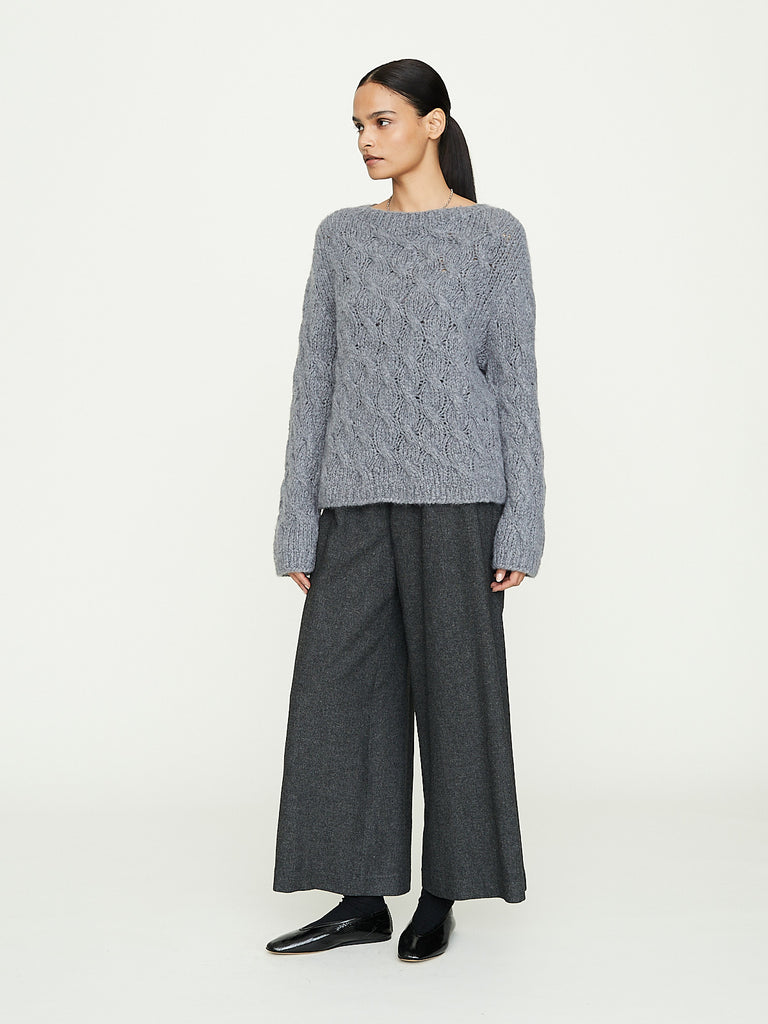 Arts & Science Side Seamless Wide Pants in Charcoal Top Grey