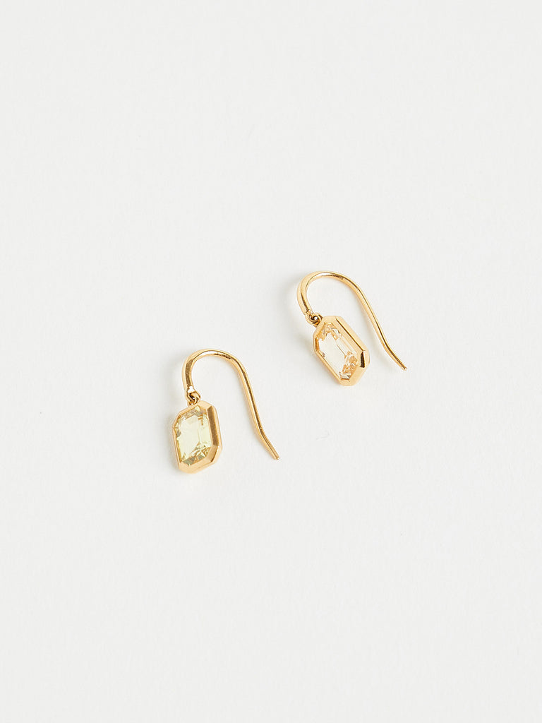 William Welstead - 2.25ct Emerald Cut Yellow Sapphire Hook Earrings on 22k Yellow Gold