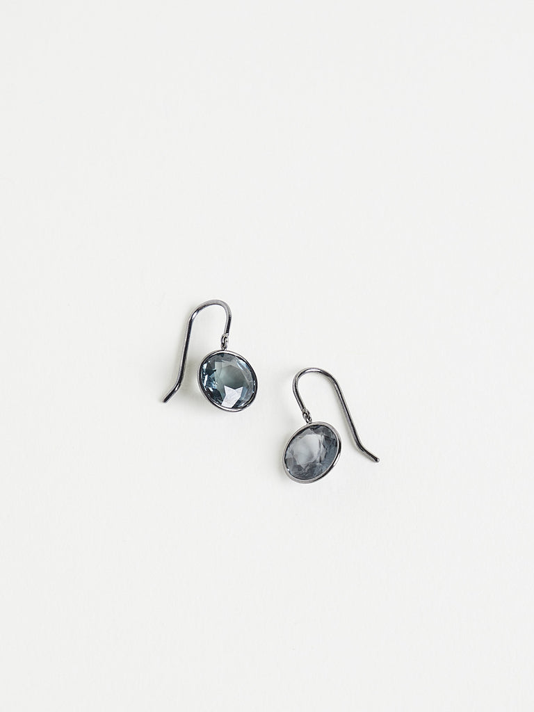 William Welstead - 6.36ct Blue Grey Spinel Hook Earrings on Blackened Platinum