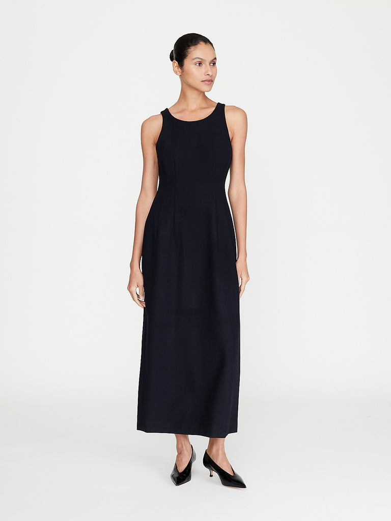 Auralee - Tense Wool Double Cloth Sleeveless Dress in Dark Navy