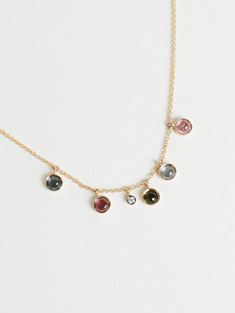 Yannis Sergakis - Pendant Necklace with 0.2ct White Diamond & 0.9ct Tourmalines on 14k Yellow Gold