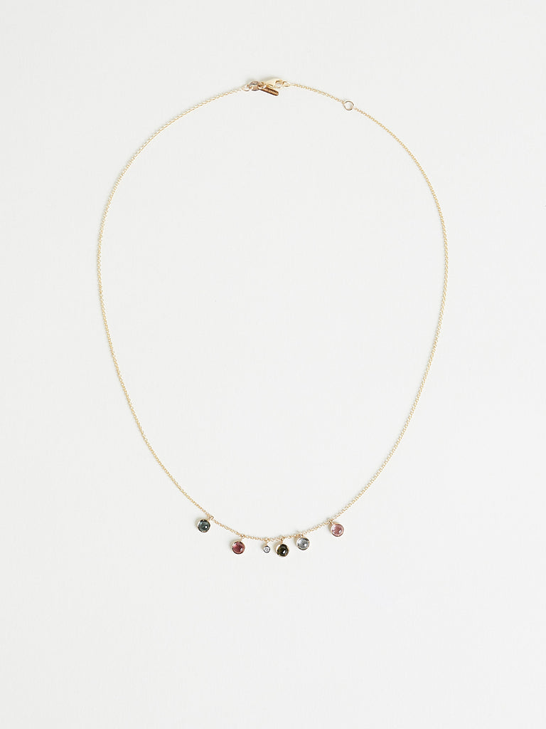 Yannis Sergakis - Pendant Necklace with 0.2ct White Diamond & 0.9ct Tourmalines on 14k Yellow Gold