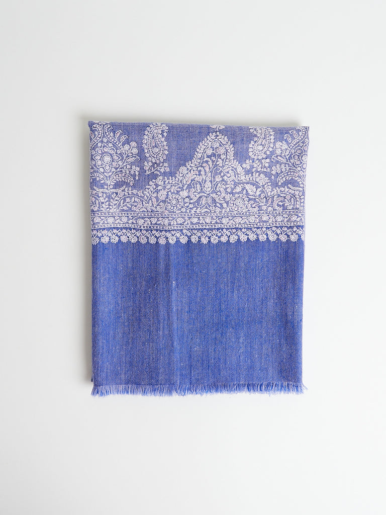 Yaser Shaw - Embroidered Pashmina Shawl in Purple with Pastel Embroideries