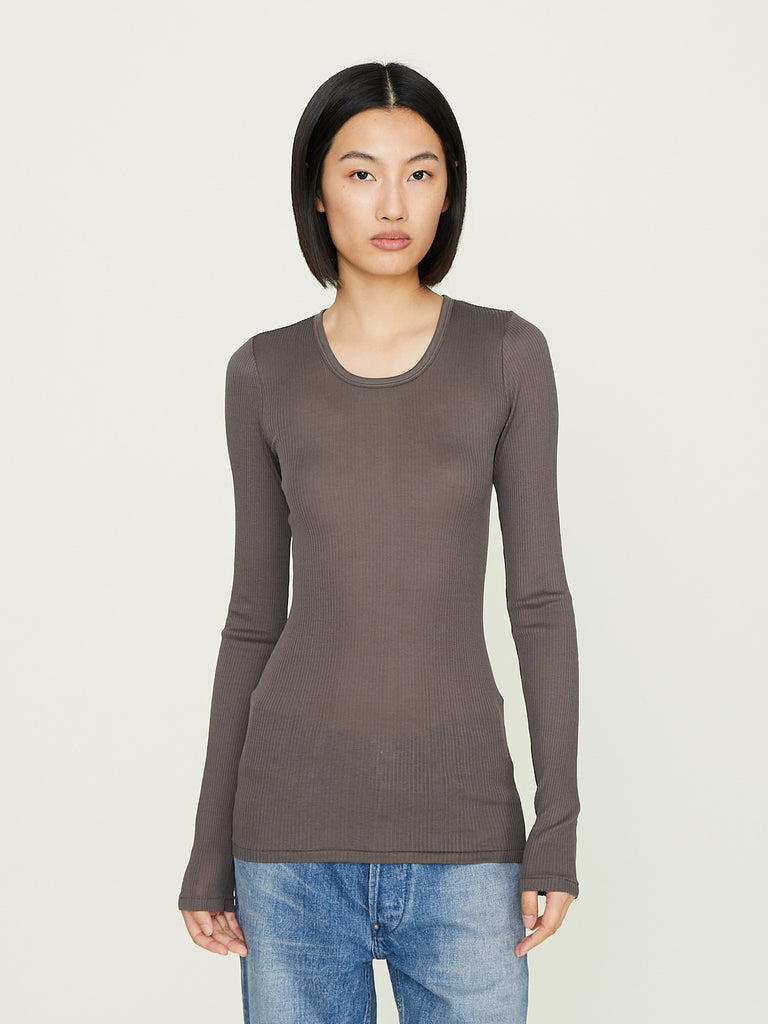 Malu - Zoe Crew Neck Long Sleeve in Taupe Grey