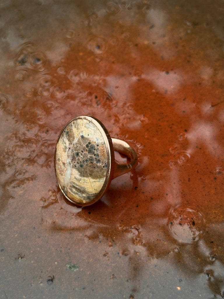 Anaconda - Isla Ring with 12.73ct Melange Jasper on 9k Rose Gold