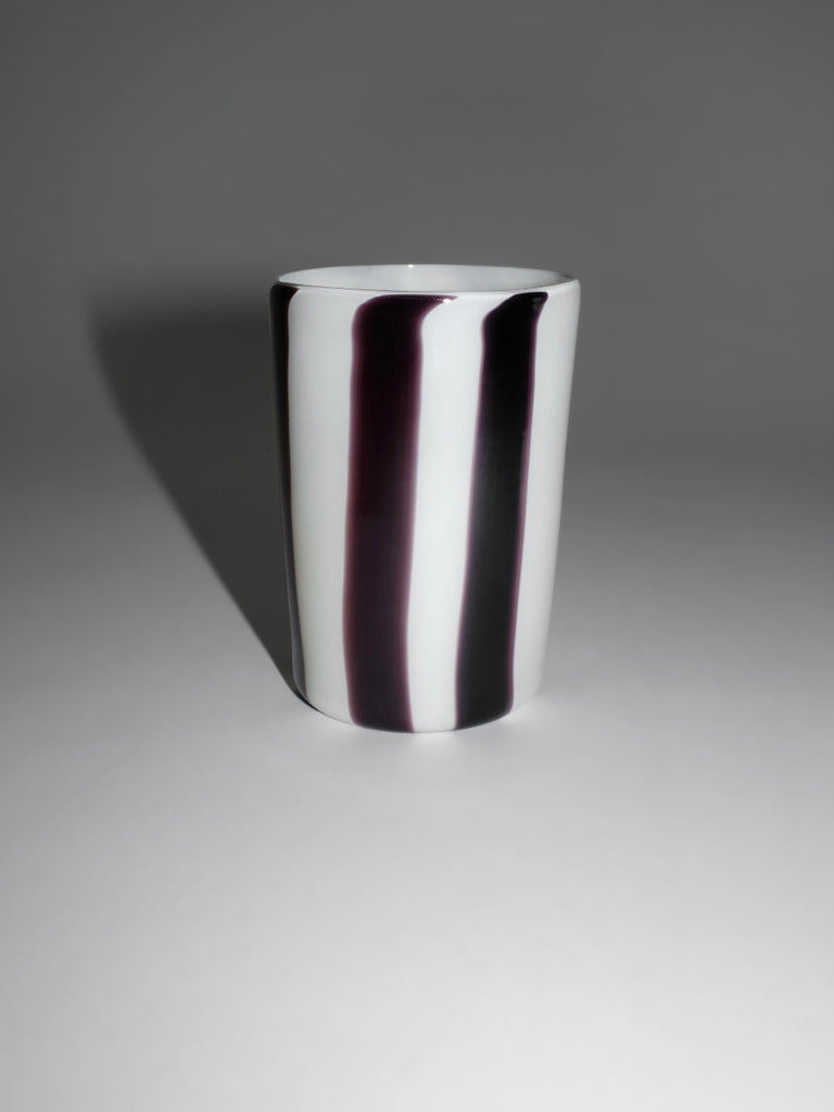 CristaSeya Murano Glass in Vertical Black & White Stripes