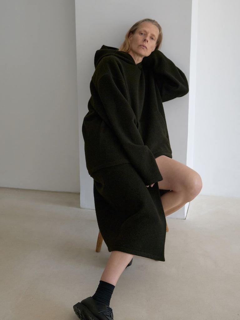 Rier - Fleece Wrap Skirt in Tourbe Fleece