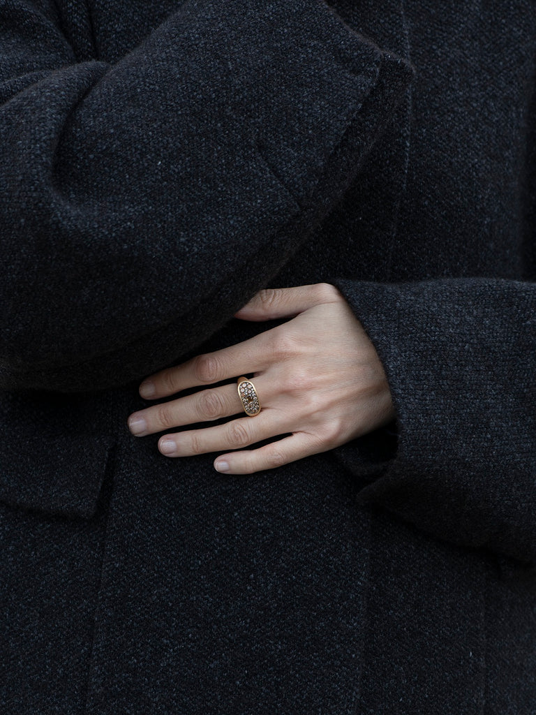 Shola Branson - Arc Ring with Brown Diamonds on 18k Yellow Gold