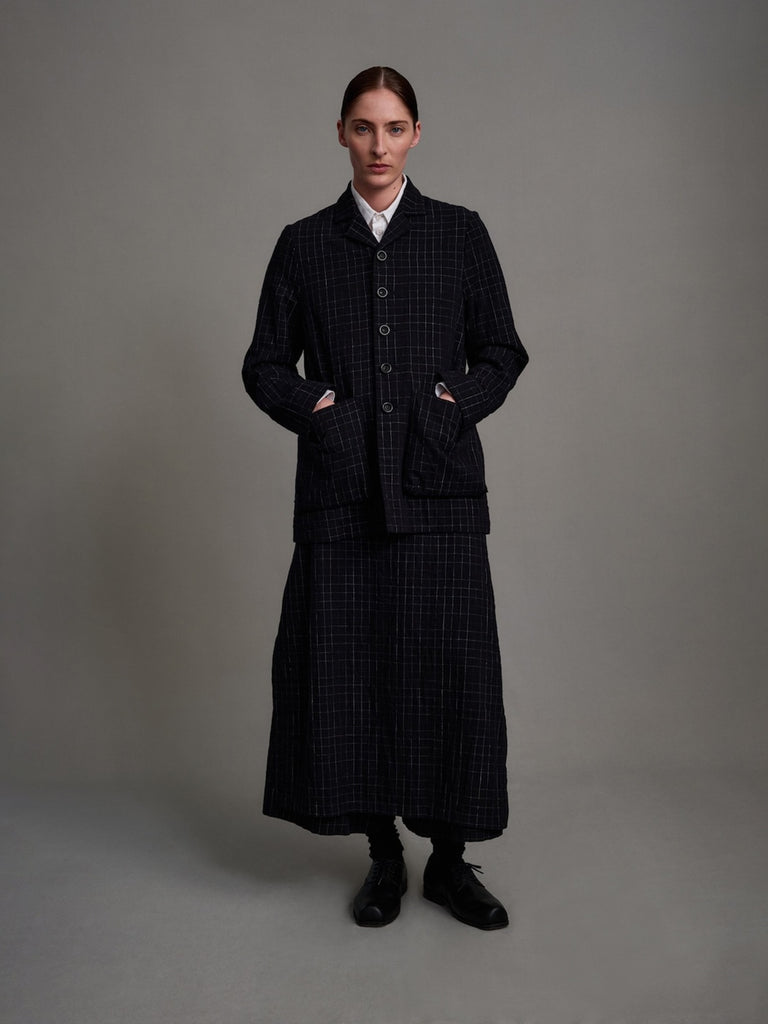 The Printer Culotte in Crumpled Check Ink