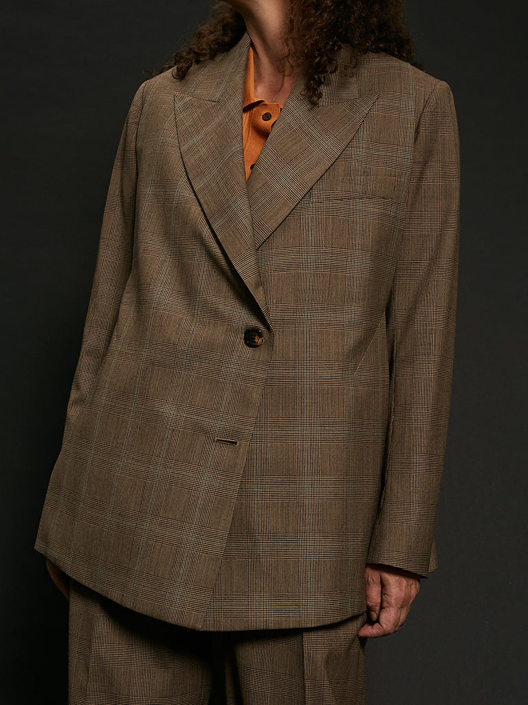 Blazer with Hidden Pockets in Camel Check