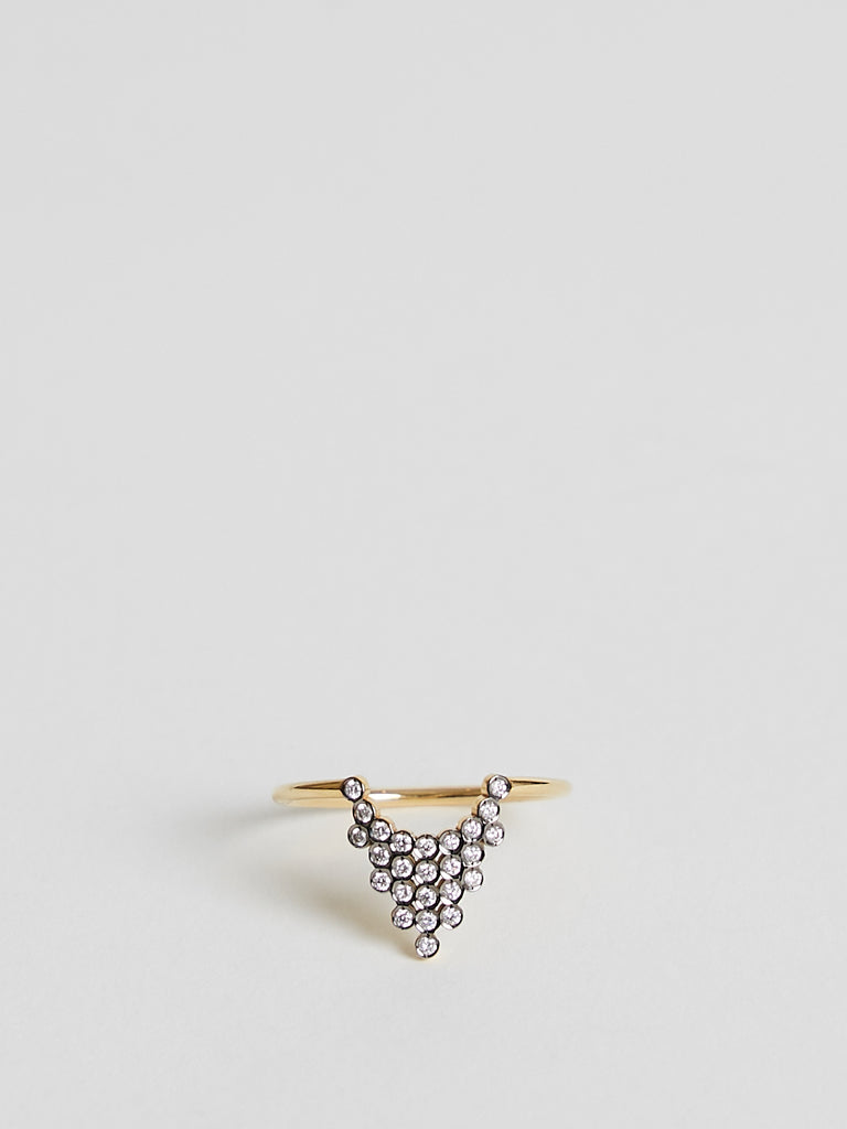 Yannis Sergakis Charnières Pétale Ring in 18k Yellow Gold and Black Rhodium with 0.15ct White Diamonds