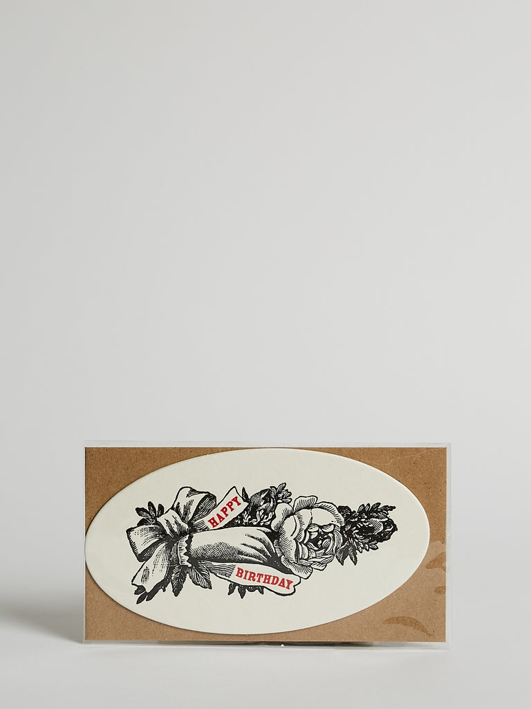 Austin Press 315 Happy Birthday Oval Visiting Card in Off White