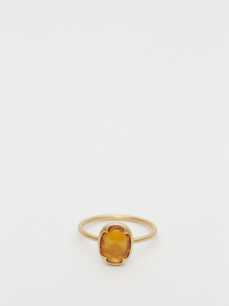 Gabriella Kiss Oval Orange Rose Cut Sapphire Ring in 18k Yellow Gold