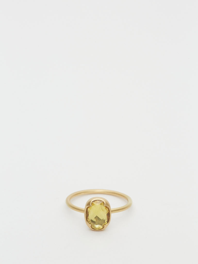 Gabriella Kiss 1.65ct Oval Yellow Rose Cut Sapphire Ring in 18k Yellow Gold