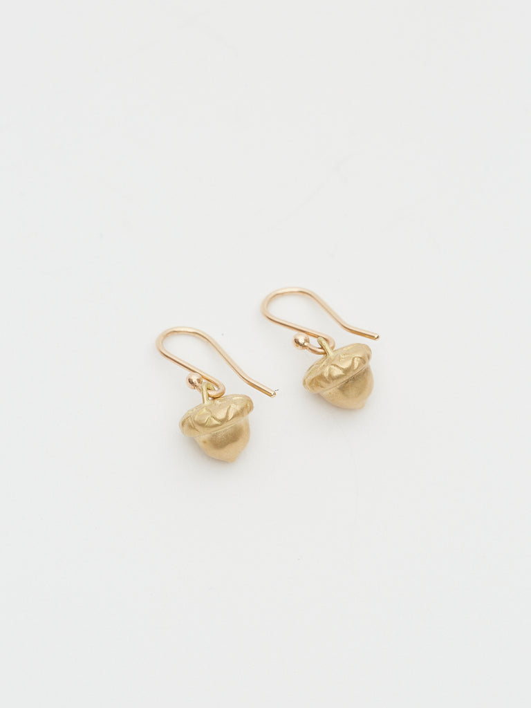 Gabriella Kiss Baby Acorn Earrings in 18k Yellow Gold