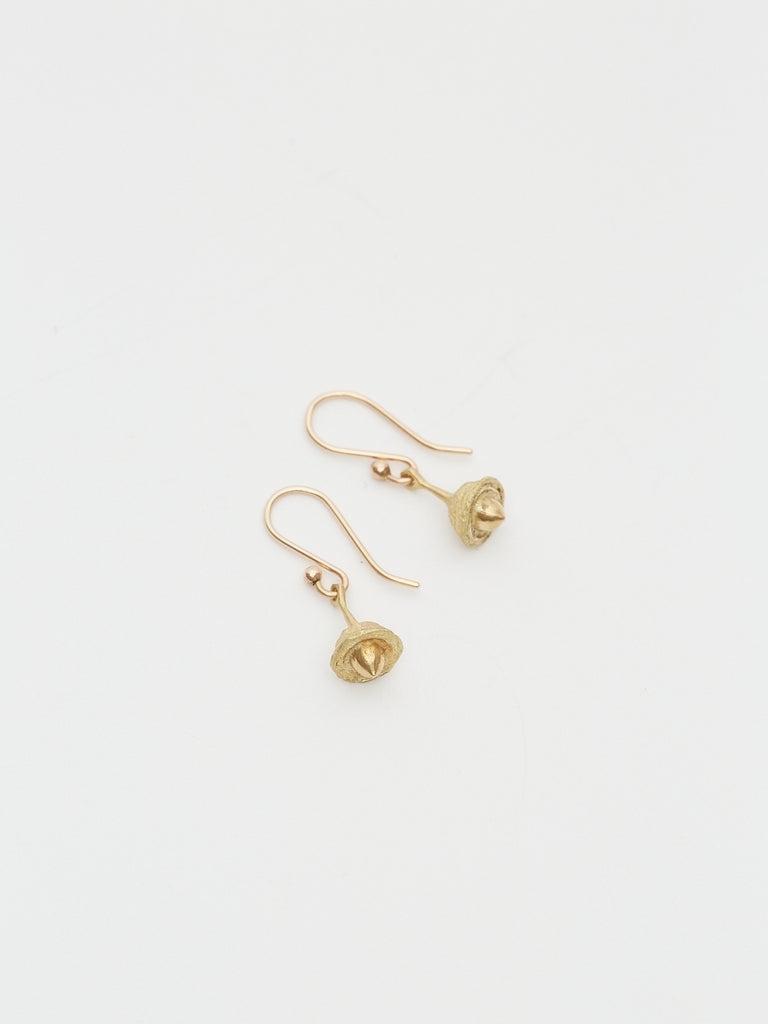 Gabriella Kiss Eucalyptus Seed Bell Earrings in 18k Yellow Gold
