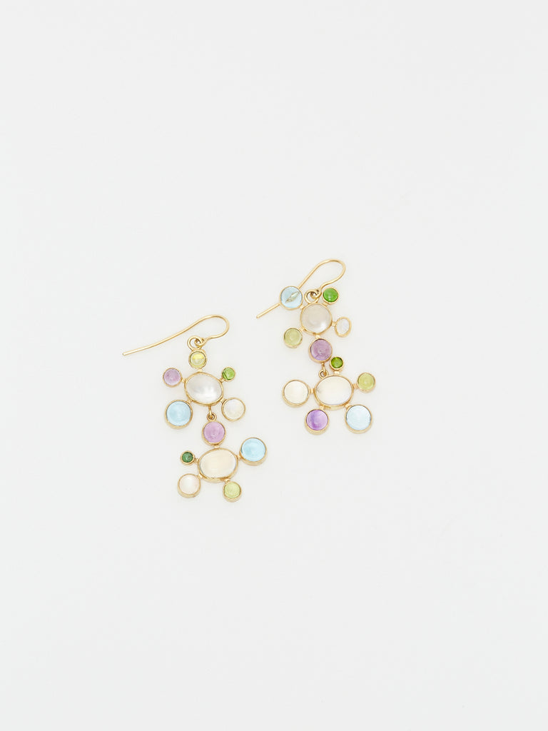 Judy Geib Moonstone and Gemstone Playful Earrings in 18k Yellow Gold