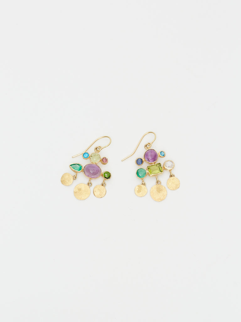 Judy Geib Confetti Multi-Gemstone Earrings with 22k Yellow Gold Squashes