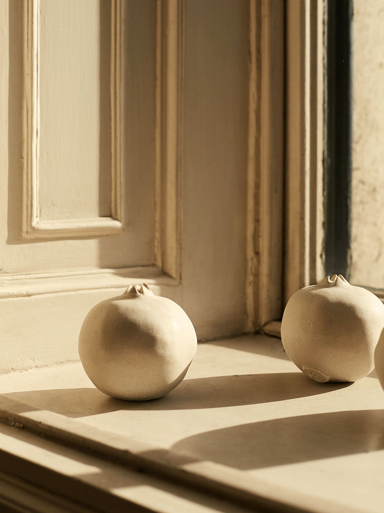 Manousos Ceramics Handmade Ceramic Pomegranate in WhiteManousos Ceramics Handmade Ceramic Pomegranate in White