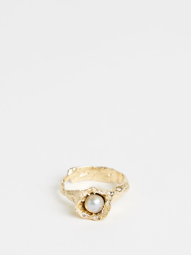 Alice Waese Small Hydra Keshi Pearl Ring in 14k Yellow Gold