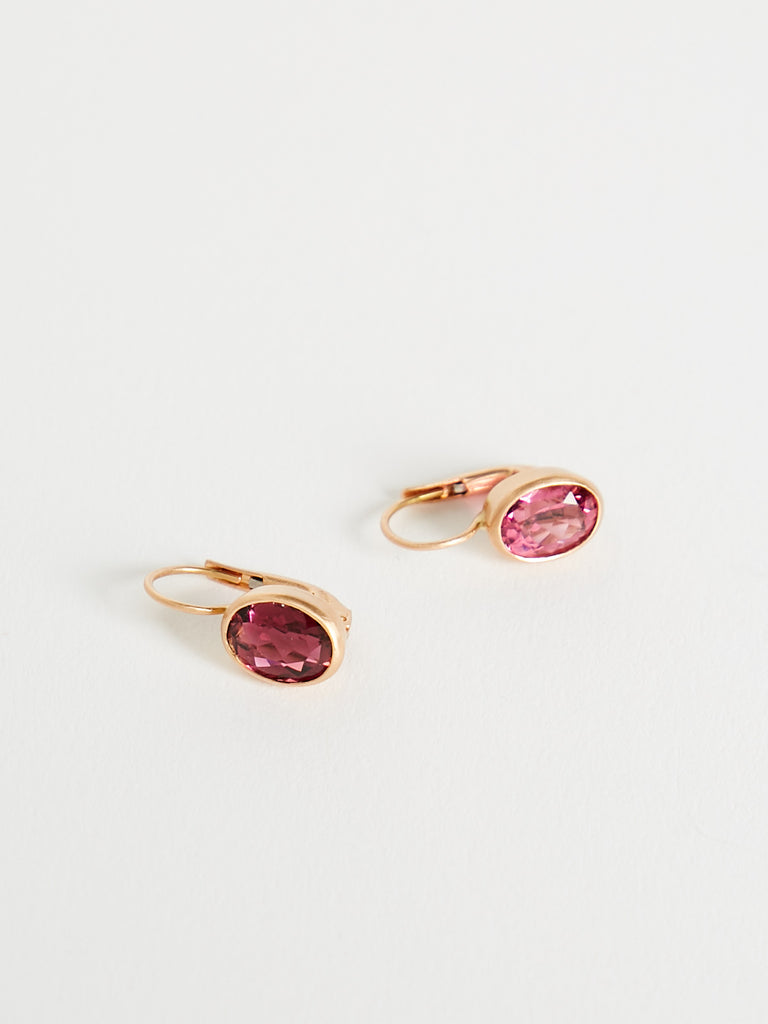 Anaconda Oval 6x8 Earrings in 18k Red Gold with 2.37ct Rose Tourmaline