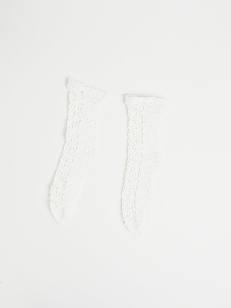 Antipast Flower Front Lace Socks in White