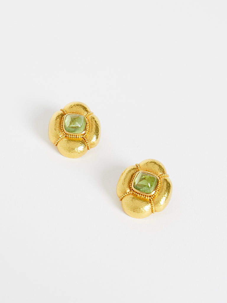Vintage Lalaounis Green Tourmaline Earrings in 18k Yellow Gold