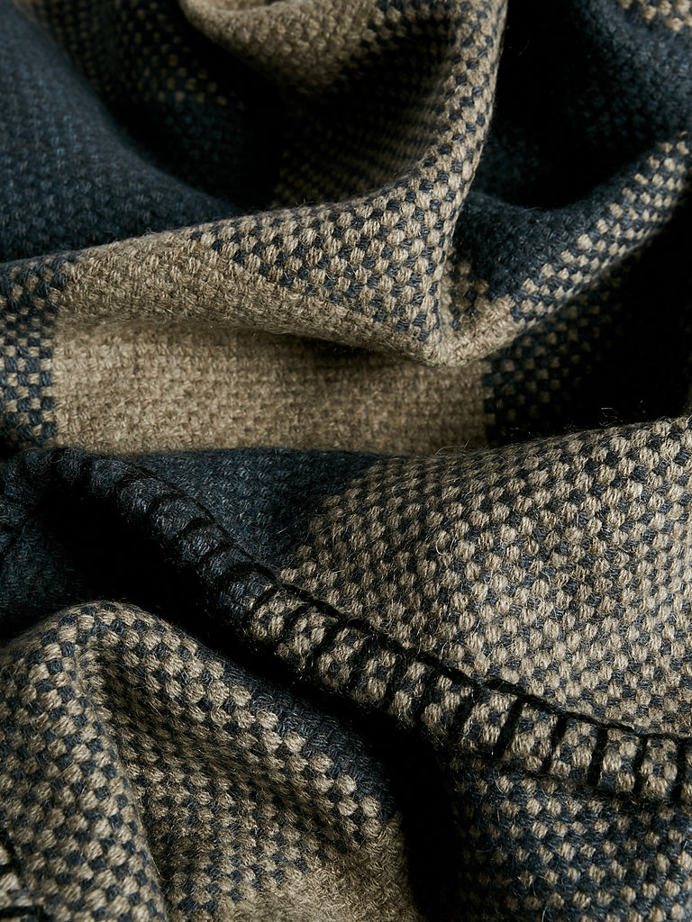 Denis Colomb Kutang Plaid Blanket in Natural Grey, Black & Dark Mountain Grey