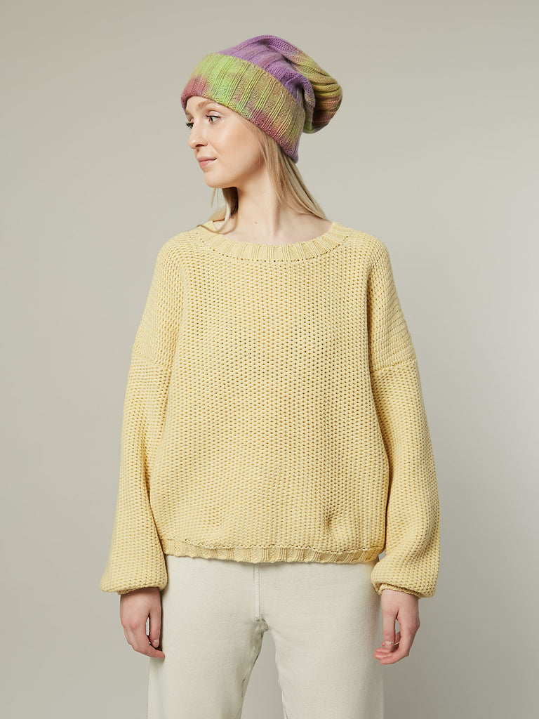 The Elder Statesman Grain Stitch Womens Dolman in Pale Yellow