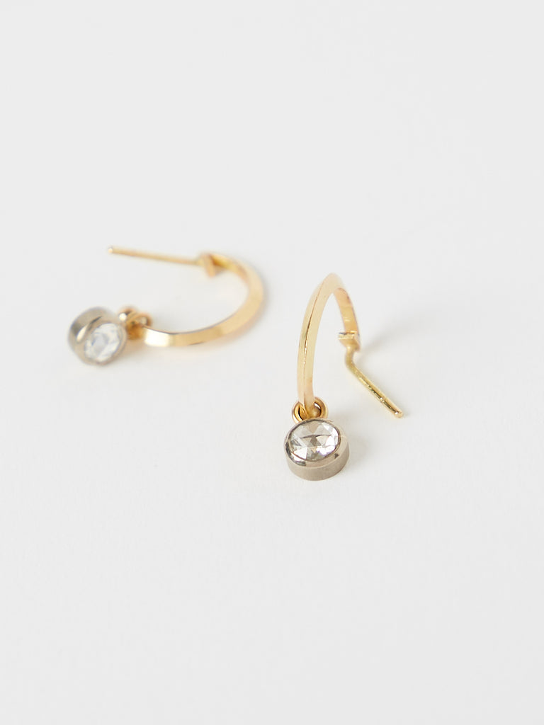 Fanourakis Small Gypsy Earrings In 18k Yellow Gold With Rose Cut Diamonds