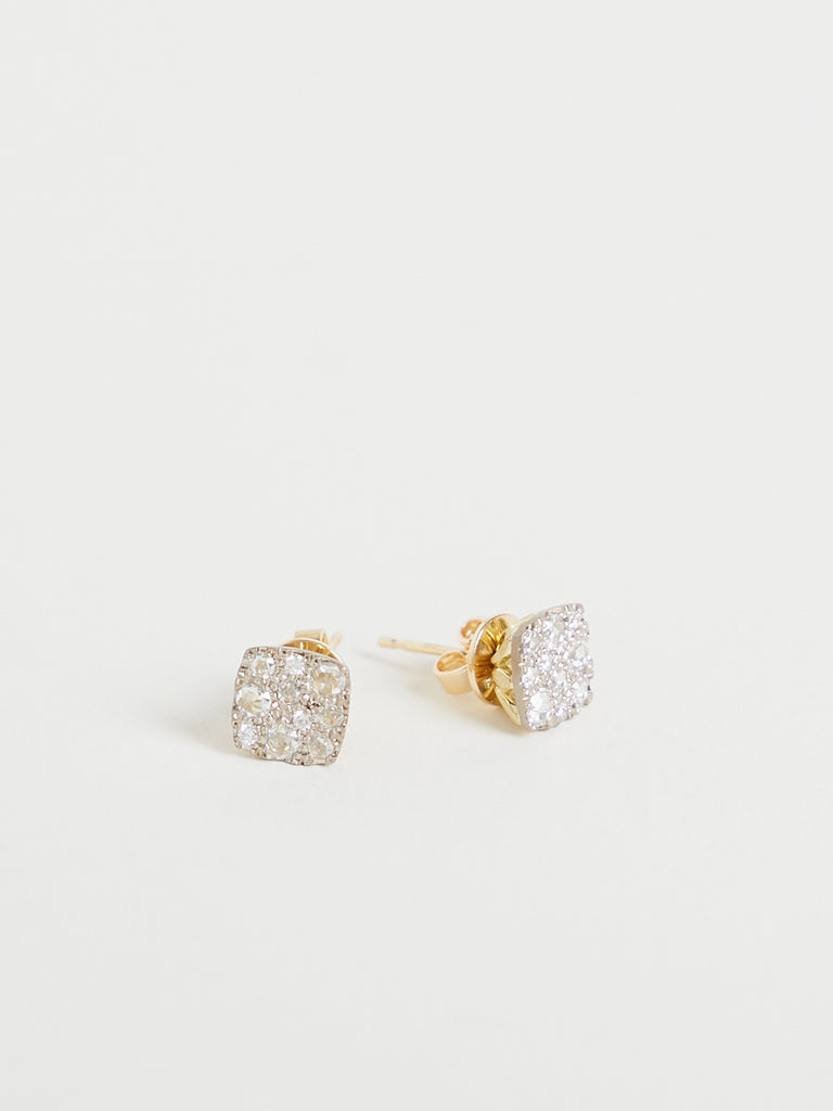 Hum 103 Earrings in 18k White, Green and Yellow Gold with White Diamonds