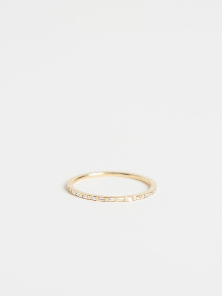 Ileana Makri Baguette Thread Band in 18k Yellow Gold with 0.16ct Baguette White Diamonds