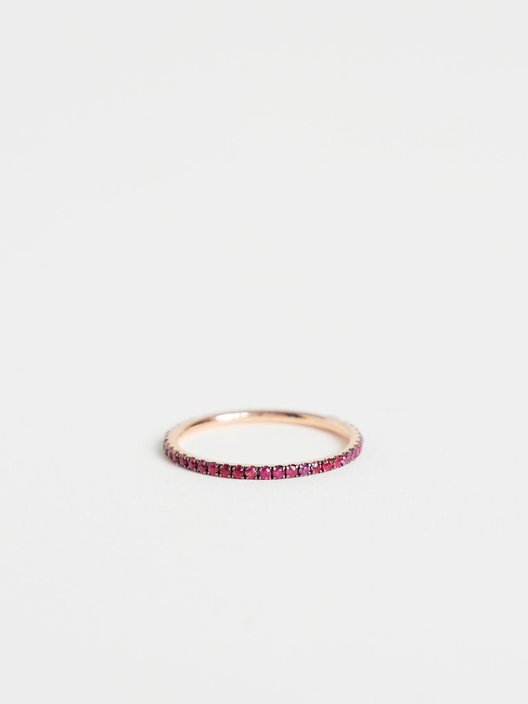 Ileana Makri Thread Band In 18k Pink Gold With Rubies Oxidised On The Stones