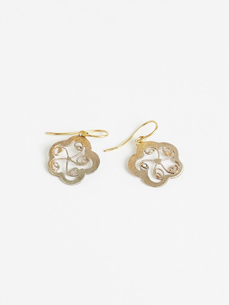 Judy Geib Medium Silver Dangly Earrings in 18k Yellow Gold